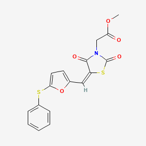 molecular formula C17H13NO5S2 B4585758 methyl [(5E)-2,4-dioxo-5-{[5-(phenylsulfanyl)furan-2-yl]methylidene}-1,3-thiazolidin-3-yl]acetate 