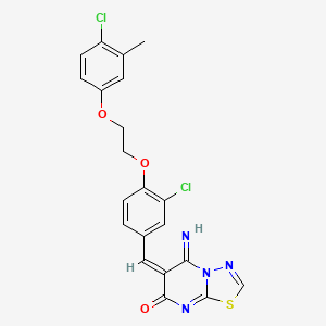 molecular formula C21H16Cl2N4O3S B4585819 (6E)-6-[[3-chloro-4-[2-(4-chloro-3-methylphenoxy)ethoxy]phenyl]methylidene]-5-imino-[1,3,4]thiadiazolo[3,2-a]pyrimidin-7-one 