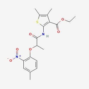 molecular formula C19H22N2O6S B4585990 ethyl 4,5-dimethyl-2-{[2-(4-methyl-2-nitrophenoxy)propanoyl]amino}-3-thiophenecarboxylate 