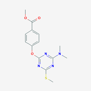 molecular formula C14H16N4O3S B458629 Methyl 4-[[4-(dimethylamino)-6-methylsulfanyl-1,3,5-triazin-2-yl]oxy]benzoate CAS No. 354550-56-4