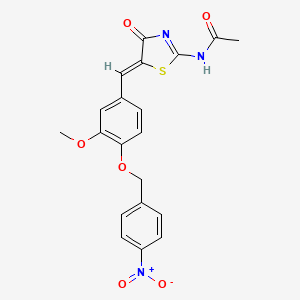 molecular formula C20H17N3O6S B4586370 N-[(5Z)-5-{3-methoxy-4-[(4-nitrobenzyl)oxy]benzylidene}-4-oxo-4,5-dihydro-1,3-thiazol-2-yl]acetamide 