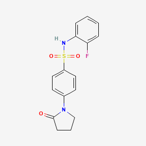 molecular formula C16H15FN2O3S B4586402 N-(2-fluorophenyl)-4-(2-oxo-1-pyrrolidinyl)benzenesulfonamide 