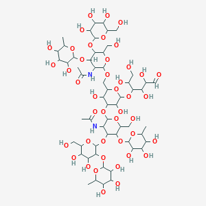 molecular formula C58H98N2O43 B045879 Fuc(a1-2)Gal(b1-3)[Fuc(a1-4)]GlcNAc(b1-3)[Fuc(a1-3)[Gal(b1-4)]GlcNAc(b1-6)]Gal(b1-4)aldehydo-Glc CAS No. 116883-09-1