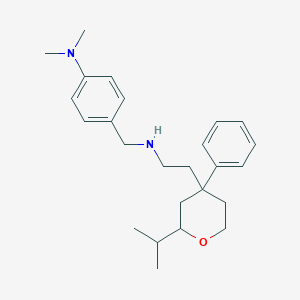 molecular formula C25H36N2O B458865 N,N-DIMETHYL-4-[({2-[4-PHENYL-2-(PROPAN-2-YL)OXAN-4-YL]ETHYL}AMINO)METHYL]ANILINE CAS No. 664993-40-2