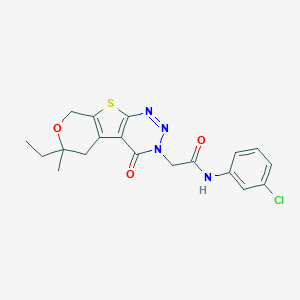 molecular formula C19H19ClN4O3S B458900 N-(3-chlorophenyl)-2-(12-ethyl-12-methyl-3-oxo-11-oxa-8-thia-4,5,6-triazatricyclo[7.4.0.02,7]trideca-1(9),2(7),5-trien-4-yl)acetamide 