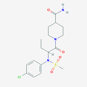molecular formula C17H24ClN3O4S B4589534 1-{2-[(4-chlorophenyl)(methylsulfonyl)amino]butanoyl}-4-piperidinecarboxamide 