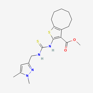 molecular formula C19H26N4O2S2 B4589547 methyl 2-[({[(1,5-dimethyl-1H-pyrazol-3-yl)methyl]amino}carbonothioyl)amino]-4,5,6,7,8,9-hexahydrocycloocta[b]thiophene-3-carboxylate 