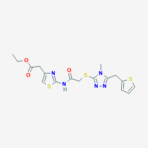 molecular formula C17H19N5O3S3 B4589667 ETHYL 2-{2-[(2-{[4-METHYL-5-(2-THIENYLMETHYL)-4H-1,2,4-TRIAZOL-3-YL]SULFANYL}ACETYL)AMINO]-1,3-THIAZOL-4-YL}ACETATE 