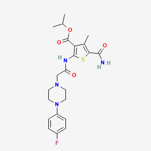 molecular formula C22H27FN4O4S B4589706 isopropyl 5-(aminocarbonyl)-2-({[4-(4-fluorophenyl)-1-piperazinyl]acetyl}amino)-4-methyl-3-thiophenecarboxylate 