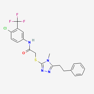 molecular formula C20H18ClF3N4OS B4589733 N-[4-chloro-3-(trifluoromethyl)phenyl]-2-{[4-methyl-5-(2-phenylethyl)-4H-1,2,4-triazol-3-yl]thio}acetamide 