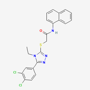 molecular formula C22H18Cl2N4OS B4589840 2-{[5-(3,4-dichlorophenyl)-4-ethyl-4H-1,2,4-triazol-3-yl]sulfanyl}-N-(naphthalen-1-yl)acetamide 