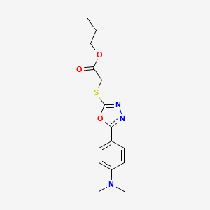 molecular formula C15H19N3O3S B4589841 PROPYL 2-({5-[4-(DIMETHYLAMINO)PHENYL]-1,3,4-OXADIAZOL-2-YL}SULFANYL)ACETATE 