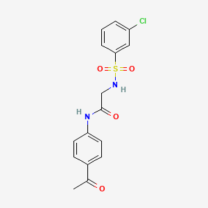 molecular formula C16H15ClN2O4S B4590033 N-(4-acetylphenyl)-2-[(3-chlorophenyl)sulfonylamino]acetamide 