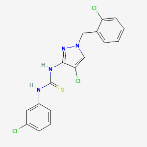 molecular formula C17H13Cl3N4S B4590162 N-[4-chloro-1-(2-chlorobenzyl)-1H-pyrazol-3-yl]-N'-(3-chlorophenyl)thiourea 