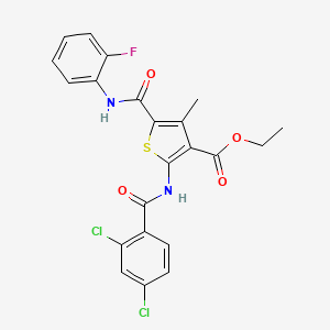 molecular formula C22H17Cl2FN2O4S B4590175 Ethyl 2-(2,4-dichlorobenzamido)-5-[(2-fluorophenyl)carbamoyl]-4-methylthiophene-3-carboxylate 