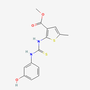 molecular formula C14H14N2O3S2 B4590347 methyl 2-({[(3-hydroxyphenyl)amino]carbonothioyl}amino)-5-methyl-3-thiophenecarboxylate 