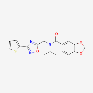 molecular formula C18H17N3O4S B4590594 N-propan-2-yl-N-[(3-thiophen-2-yl-1,2,4-oxadiazol-5-yl)methyl]-1,3-benzodioxole-5-carboxamide 