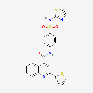 molecular formula C23H16N4O3S3 B4590623 N-[4-(1,3-thiazol-2-ylsulfamoyl)phenyl]-2-thiophen-2-ylquinoline-4-carboxamide CAS No. 6129-32-4