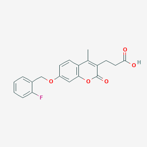 molecular formula C20H17FO5 B4590686 3-{7-[(2-fluorobenzyl)oxy]-4-methyl-2-oxo-2H-chromen-3-yl}propanoic acid 