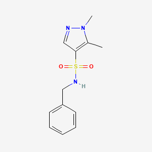 molecular formula C12H15N3O2S B4590730 N-BENZYL-15-DIMETHYL-1H-PYRAZOLE-4-SULFONAMIDE 