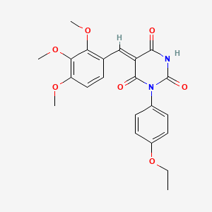 molecular formula C22H22N2O7 B4590756 1-(4-ethoxyphenyl)-5-(2,3,4-trimethoxybenzylidene)-2,4,6(1H,3H,5H)-pyrimidinetrione 