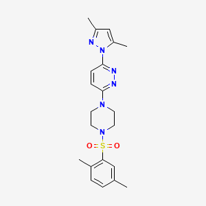 molecular formula C21H26N6O2S B4590876 3-{4-[(2,5-dimethylphenyl)sulfonyl]-1-piperazinyl}-6-(3,5-dimethyl-1H-pyrazol-1-yl)pyridazine 
