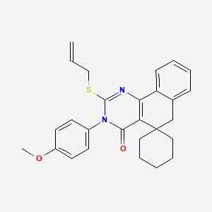 molecular formula C27H28N2O2S B4591014 3-(4-METHOXYPHENYL)-2-(PROP-2-EN-1-YLSULFANYL)-4,6-DIHYDRO-3H-SPIRO[BENZO[H]QUINAZOLINE-5,1'-CYCLOHEXAN]-4-ONE 