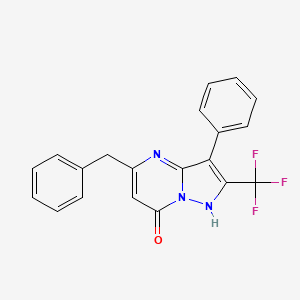 molecular formula C20H14F3N3O B4591043 5-benzyl-3-phenyl-2-(trifluoromethyl)pyrazolo[1,5-a]pyrimidin-7(4H)-one 