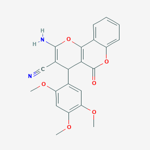 molecular formula C22H18N2O6 B459113 2-amino-5-oxo-4-(2,4,5-trimethoxyphenyl)-4H,5H-pyrano[3,2-c]chromene-3-carbonitrile 
