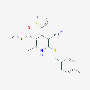 molecular formula C22H22N2O2S2 B459117 Ethyl 5-cyano-2-methyl-6-[(4-methylbenzyl)sulfanyl]-4-(2-thienyl)-1,4-dihydro-3-pyridinecarboxylate CAS No. 340808-27-7