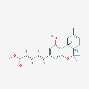 molecular formula C22H26O4 B045912 Methyl (2E,4E)-5-[(6aR,10aR)-1-hydroxy-6,6,9-trimethyl-6a,7,10,10a-tetrahydrobenzo[c]chromen-3-yl]penta-2,4-dienoate CAS No. 120467-33-6