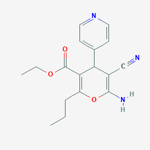 molecular formula C17H19N3O3 B459123 ethyl 6-amino-5-cyano-2-propyl-4-(4-pyridinyl)-4H-pyran-3-carboxylate 