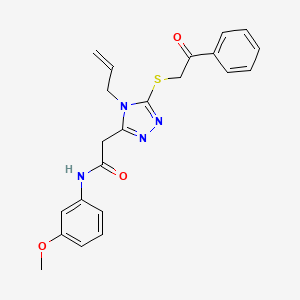molecular formula C22H22N4O3S B4591390 N-(3-methoxyphenyl)-2-{5-[(2-oxo-2-phenylethyl)sulfanyl]-4-(prop-2-en-1-yl)-4H-1,2,4-triazol-3-yl}acetamide 