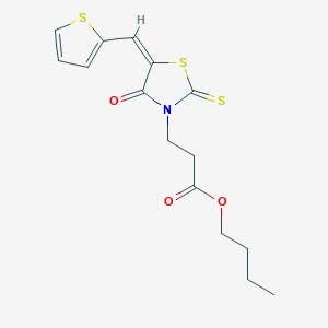 molecular formula C15H17NO3S3 B4591445 butyl 3-[4-oxo-5-(2-thienylmethylene)-2-thioxo-1,3-thiazolidin-3-yl]propanoate 