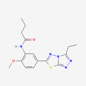 molecular formula C16H19N5O2S B4591558 N-[5-(3-ethyl[1,2,4]triazolo[3,4-b][1,3,4]thiadiazol-6-yl)-2-methoxyphenyl]butanamide 