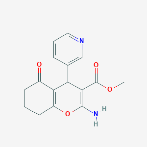molecular formula C16H16N2O4 B459178 Methyl 2-amino-5-oxo-4-pyridin-3-yl-4,6,7,8-tetrahydrochromene-3-carboxylate CAS No. 340811-23-6