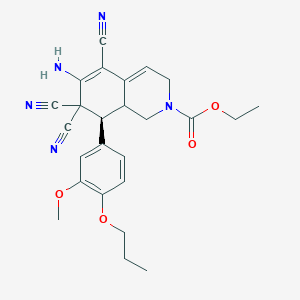 molecular formula C25H27N5O4 B459198 ethyl 6-amino-5,7,7-tricyano-8-(3-methoxy-4-propoxyphenyl)-3,7,8,8a-tetrahydro-2(1H)-isoquinolinecarboxylate CAS No. 494791-97-8