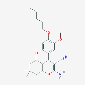 B459202 2-amino-4-(3-methoxy-4-pentoxyphenyl)-7,7-dimethyl-5-oxo-6,8-dihydro-4H-chromene-3-carbonitrile CAS No. 445265-64-5