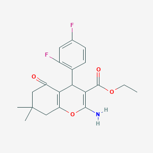 ethyl 2-amino-4-(2,4-difluorophenyl)-7,7-dimethyl-5-oxo-5,6,7,8-tetrahydro-4H-chromene-3-carboxylate