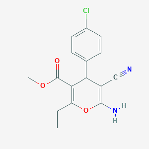 methyl 6-amino-4-(4-chlorophenyl)-5-cyano-2-ethyl-4H-pyran-3-carboxylate