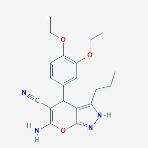 6-Amino-4-(3,4-diethoxyphenyl)-3-propyl-1,4-dihydropyrano[2,3-c]pyrazole-5-carbonitrile