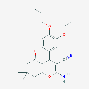 2-amino-4-(3-ethoxy-4-propoxyphenyl)-7,7-dimethyl-5-oxo-6,8-dihydro-4H-chromene-3-carbonitrile