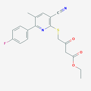 molecular formula C19H17FN2O3S B459330 Ethyl 4-{[3-cyano-6-(4-fluorophenyl)-5-methylpyridin-2-yl]sulfanyl}-3-oxobutanoate CAS No. 488792-85-4