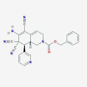 molecular formula C25H20N6O2 B459346 benzyl 6-amino-5,7,7-tricyano-8-(3-pyridinyl)-3,7,8,8a-tetrahydro-2(1H)-isoquinolinecarboxylate CAS No. 494792-18-6