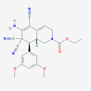 molecular formula C23H23N5O4 B459364 ethyl (8S,8aR)-6-amino-5,7,7-tricyano-8-(3,5-dimethoxyphenyl)-1,3,8,8a-tetrahydroisoquinoline-2-carboxylate CAS No. 494792-25-5
