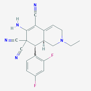 molecular formula C20H17F2N5 B459386 6-amino-8-(2,4-difluorophenyl)-2-ethyl-2,3,8,8a-tetrahydro-5,7,7(1H)-isoquinolinetricarbonitrile 