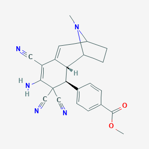 molecular formula C23H21N5O2 B459404 methyl 4-(5-amino-4,4,6-tricyano-12-methyl-12-azatricyclo[7.2.1.0~2,7~]dodeca-5,7-dien-3-yl)benzoate CAS No. 303980-27-0