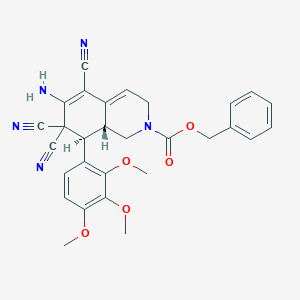 molecular formula C29H27N5O5 B459405 benzyl 6-amino-5,7,7-tricyano-8-(2,3,4-trimethoxyphenyl)-3,7,8,8a-tetrahydro-2(1H)-isoquinolinecarboxylate CAS No. 303959-39-9