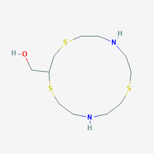 molecular formula C11H24N2OS3 B045941 1,4,10-Trithia-7,13-diazacyclopentadecane-2-methanol CAS No. 122023-94-3