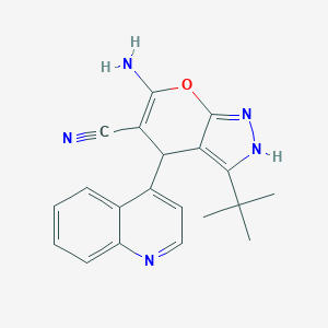 6-Amino-3-(tert-butyl)-4-(4-quinolinyl)-2,4-dihydropyrano[2,3-c]pyrazole-5-carbonitrile